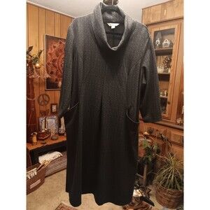 Coldwater Creek size 1X Shift Dress Grey Cowl Neck Heavy Winter